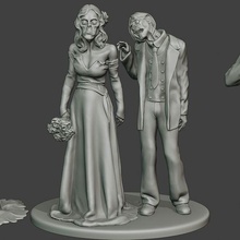 married casual zombies cz2 game man female male miniature figure sculpture zombie army corruption apocalypse american people food brain drink elvis presley slave 3d print model - Mito3D