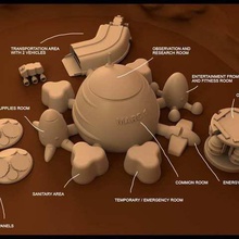 mars-Basis in den victoria-Krater Architektur Gebäude-Strukturen tvy Stamm Dampf mars-rover makerbotmars 3d print model - Mito3D