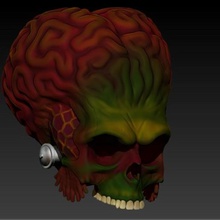 mars skull art bust alien et attack 3d print model - Mito3D