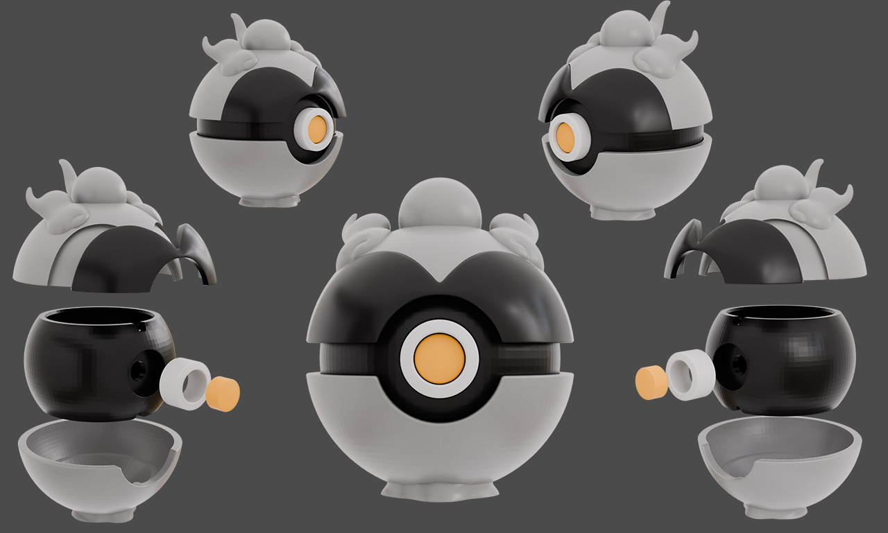 Marshadow Pokeball 3D print model - Mito3D