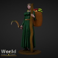 marta ficko - herbalist witchcraft & wizardry female girl human roleplay rpg sexy wizard women miniature wand witch roleplaying tabletop dnd teen role-playing pathfinder busty boobs 75mm flowers stick sickle mushroom potions indegriends 3d print model - Mito3D