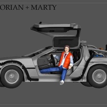 marty Mcfly deloreano futuro estatueta miniatura arte doc emitir Castanho carro 3d print model - Mito3D