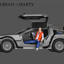 marty mcfly delorian future figurine miniature art doc emit brown car 3d print model - Mito3D