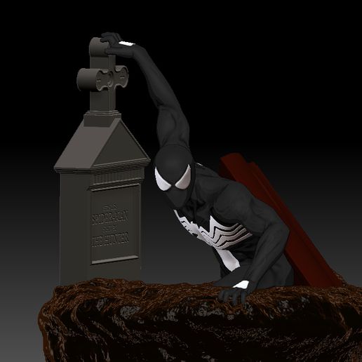 marvel's spider-man slain hunter art symbiote spiderman spider man marvel venom comic hero tombstone 3D print model - Mito3D