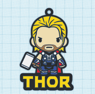 marvel's thor keychain marvel chibi 3d printing fans personalized gifts collectibles superheroes cartoon hammer mjolnir god thunder avengers universe adorable nice detailed iconic attire key accessories 3d print model - Mito3D