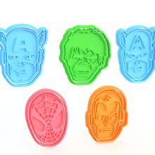 marvel cookie cutter set 5 home america captain spider spiderman tor thor superman iron man ironman batman super hero stamp cookies cook cithen cutters 3d print model - Mito3D