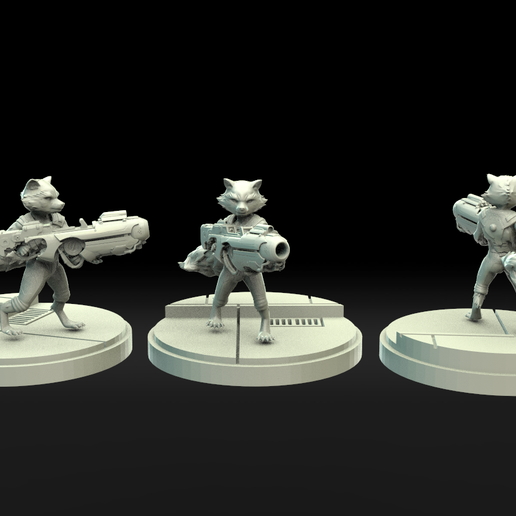 marvel crisis protocol rocket presupported included game 3D print model - Mito3D