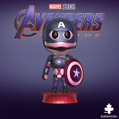 merveille double bit capitaine amérique steve rogers vengeurs mcu chibi mignonne blenkhorn miniatures jouet 3d print model - Mito3D