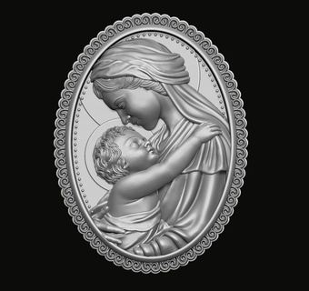 Marie bébé Jésus 3d impression modèle vierge Christ Dieu Christian bijoux cnc pendentif médaillon mère saint catholique religion maria art sculptures 3d print model - Mito3D