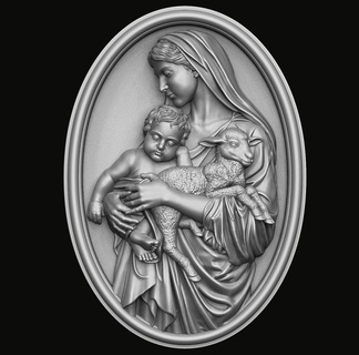 Maria bambino Gesù pendente 3d Stampa modello arte vergine Cristo Dio cristiano gioielleria cnc medaglione madre santo cattolico religione maria sculture 3d print model - Mito3D