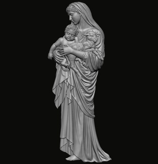 Maria Baby Jesus Anhänger 3d drucken Modell Kunst Jungfrau Christus Christian Schmuck cnc Medaillon Mutter heilig katholisch Religion Skulpturen 3d print model - Mito3D
