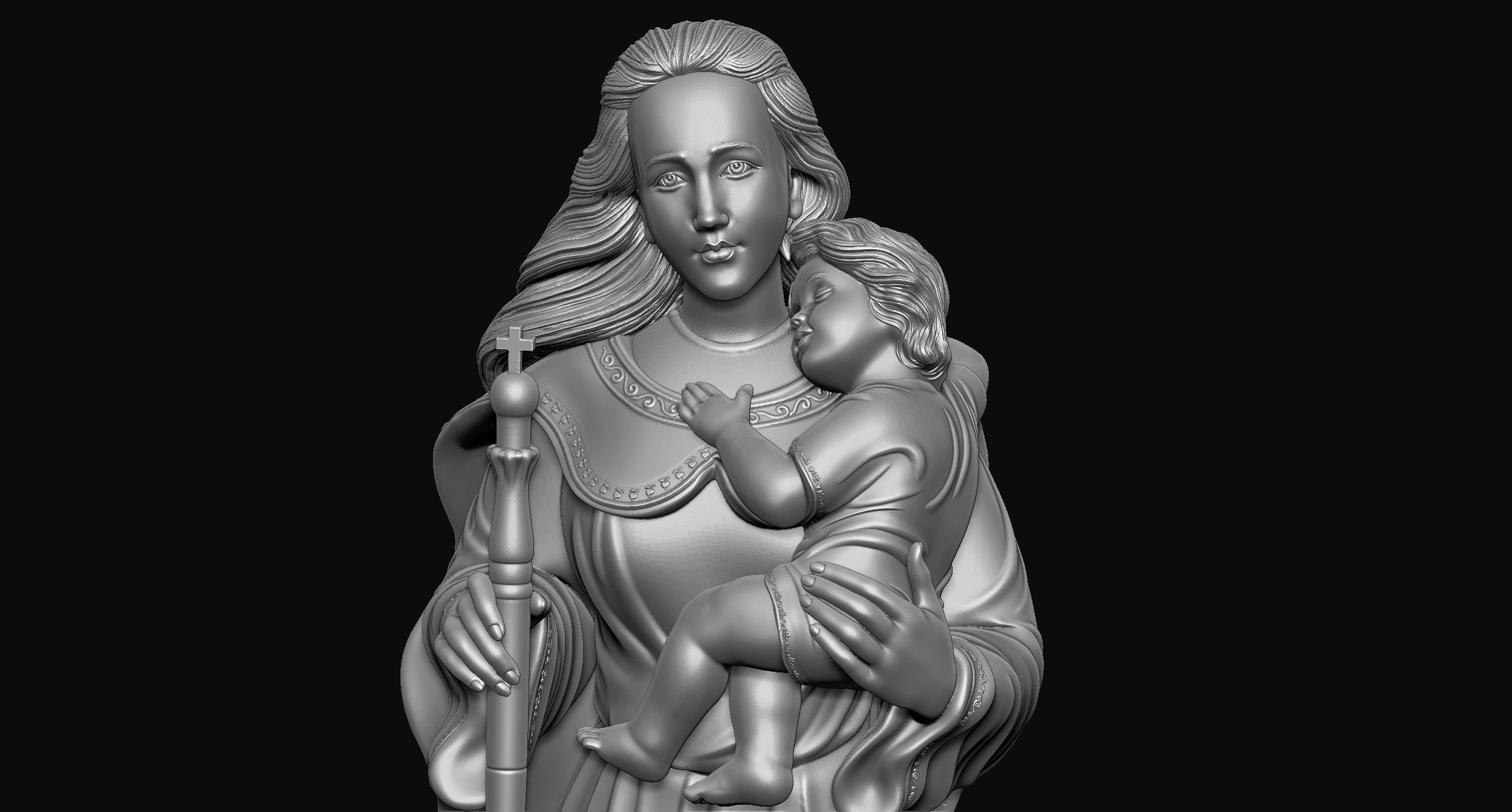 mary baby jesus statue 3d print model virgin christ god christian jewelry cnc pendant medallion mother holy catholic religion maria art sculptures 3D print model - Mito3D