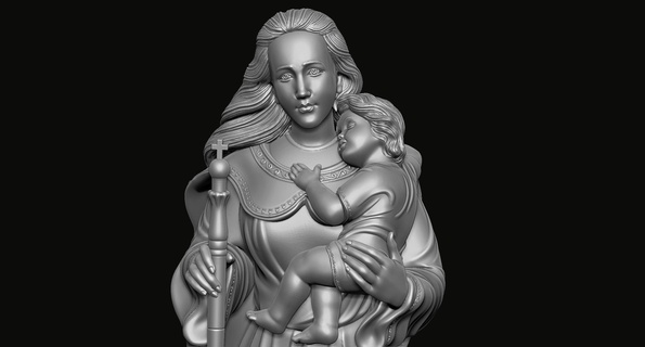 Marie bébé Jésus statue 3d impression modèle vierge Christ Dieu Christian bijoux cnc pendentif médaillon mère saint catholique religion maria art sculptures 3d print model - Mito3D