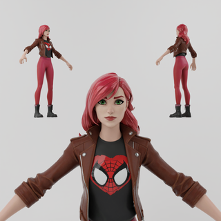 mary jane watson lowpoly rigged spiderman nowayhome tom holland zendaya marvel peter parker ironman andrew garfield tobey maguire thousands morales 3d print model - Mito3D