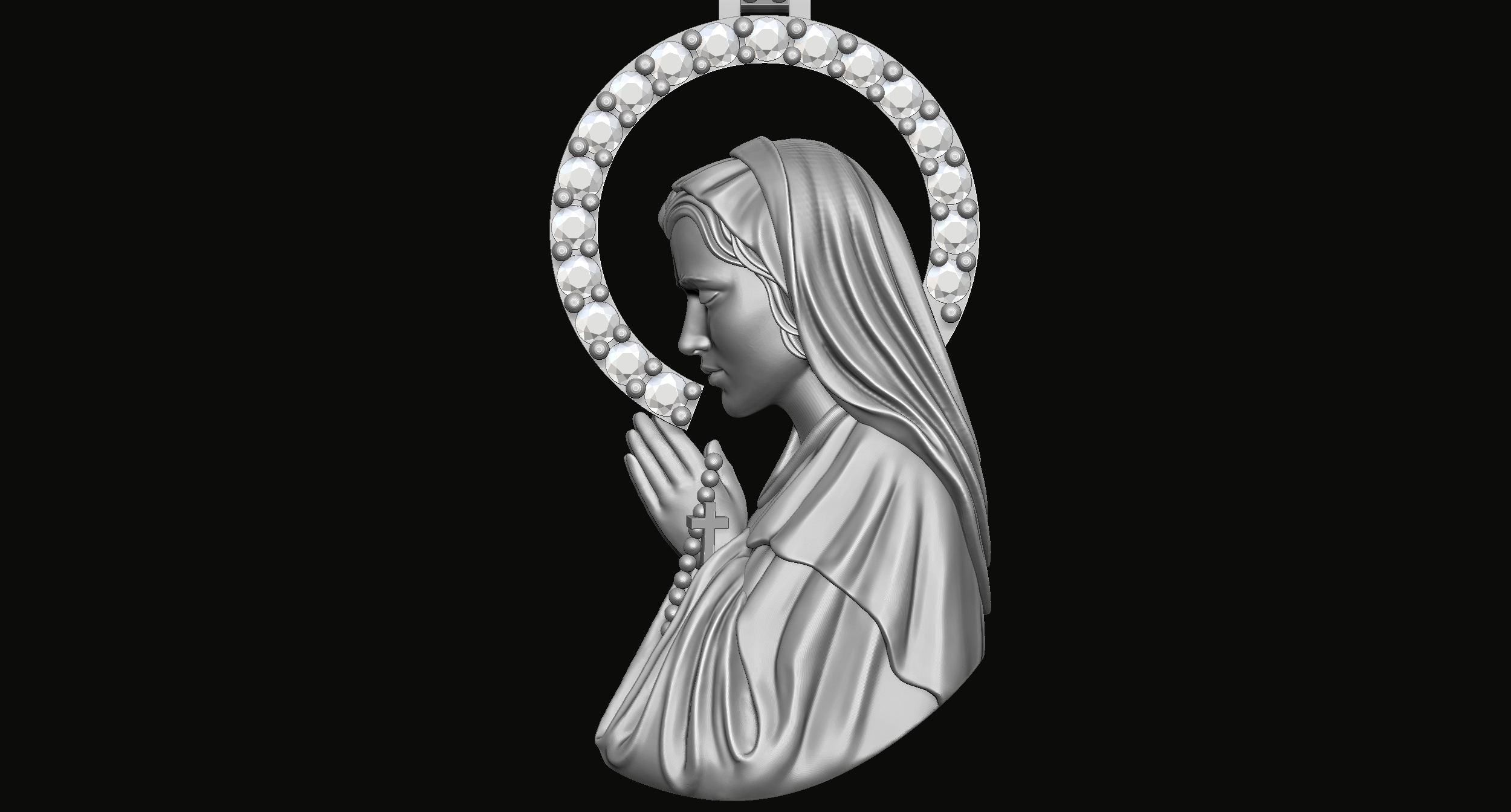 mary pendant 3d print model virgin jesus christ god christian jewelry cnc medallion mother holy catholic religion maria sculptures 3D print model - Mito3D