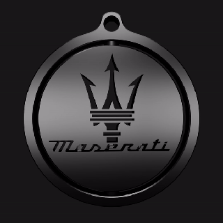 Maserati dönen anahtar yüzük anahtarlık seyyar döner araba logo 3d print model - Mito3D