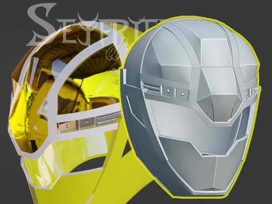 mashin sentai kiramager kira amarelo cosplay capacete 3d imprimível stl arquivo arte super guardas comissão legal modelo impressão mascarar guarda tokusatsu 3d print model - Mito3D