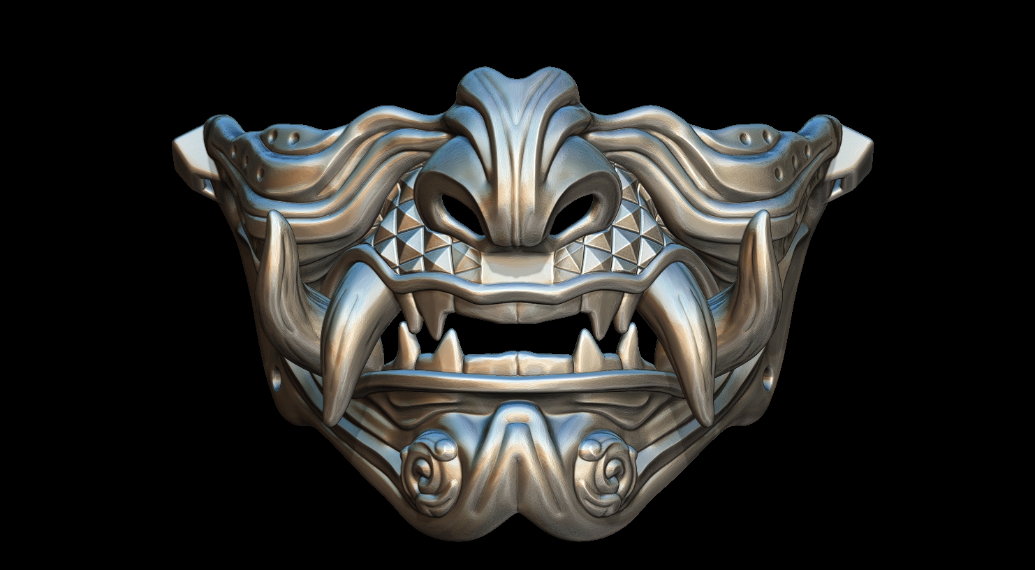 mascarar samurai imprimível cara máscara facial tendência 3D print model - Mito3D
