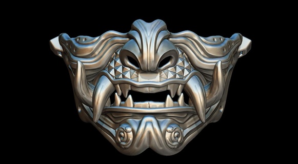 maschera samurai stampabile viso mascherina tendenza 3d print model - Mito3D
