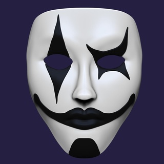 maschera circo clown moda cosplay oggetti scena 3d print model - Mito3D