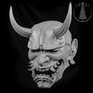 maschera hannya demone diavolo fantasma Halloween Giappone giapponese cosplay samurai mascherina oni kabuki tsushima 3d print model - Mito3D