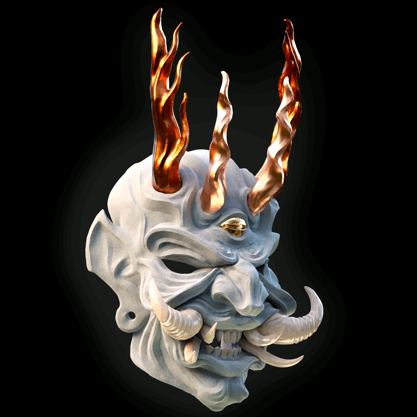 masque oni démon Japonais créature 3D print model - Mito3D