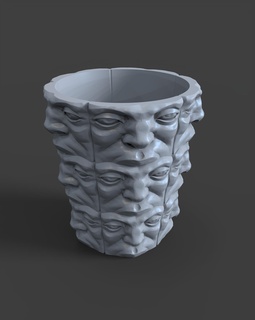 mask vase1 Home planter vase face pen holder kitchen 3d print model - Mito3D
