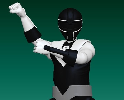 maskman black Art power ranger mask man 3d print model - Mito3D