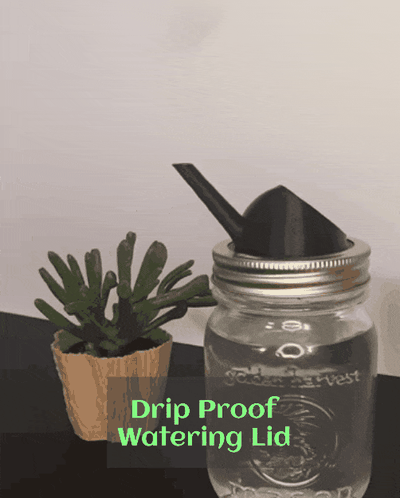 mason jar watering lid - drip proof support free home garden water can plants flowers vase pot planter succulent print in place 3d print model - Mito3D