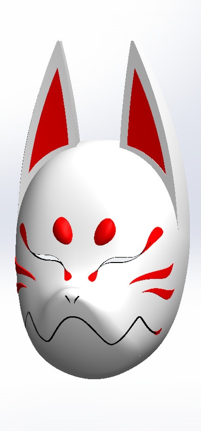 máscara ayaka moda mascarar renard raposa japonês 3d print model - Mito3D