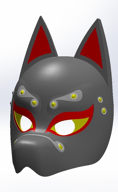 mascarade rivet mode masque chien inu japonais 3d print model - Mito3D