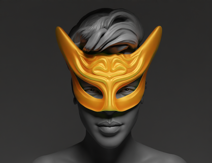 mascarade bal promo fête visage masque 3d impression modèle cosplay stl or conception anonyme bijoux casque 3d print model - Mito3D