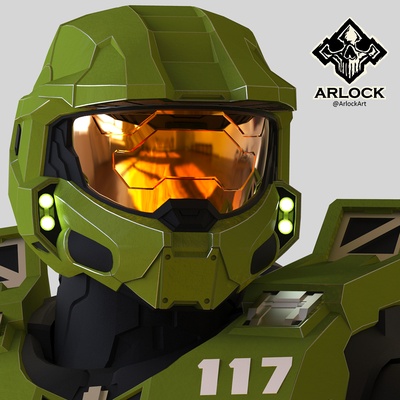 master chief bust art halo figure fan art 3d print model - Mito3D