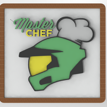 chef cuisinier affiche jeux vidéos Xbox Jeu Halo Master casque spartiate cuisine amusement 3d print model - Mito3D