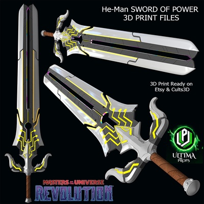 masters of universe he-man power sword revolution revelation cosplay 3d print prince adam teela skelator motu 3d print model - Mito3D