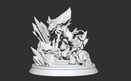 Matte Ischida Garurumon Digimon Gabumon Tsurumon 3d print model - Mito3D