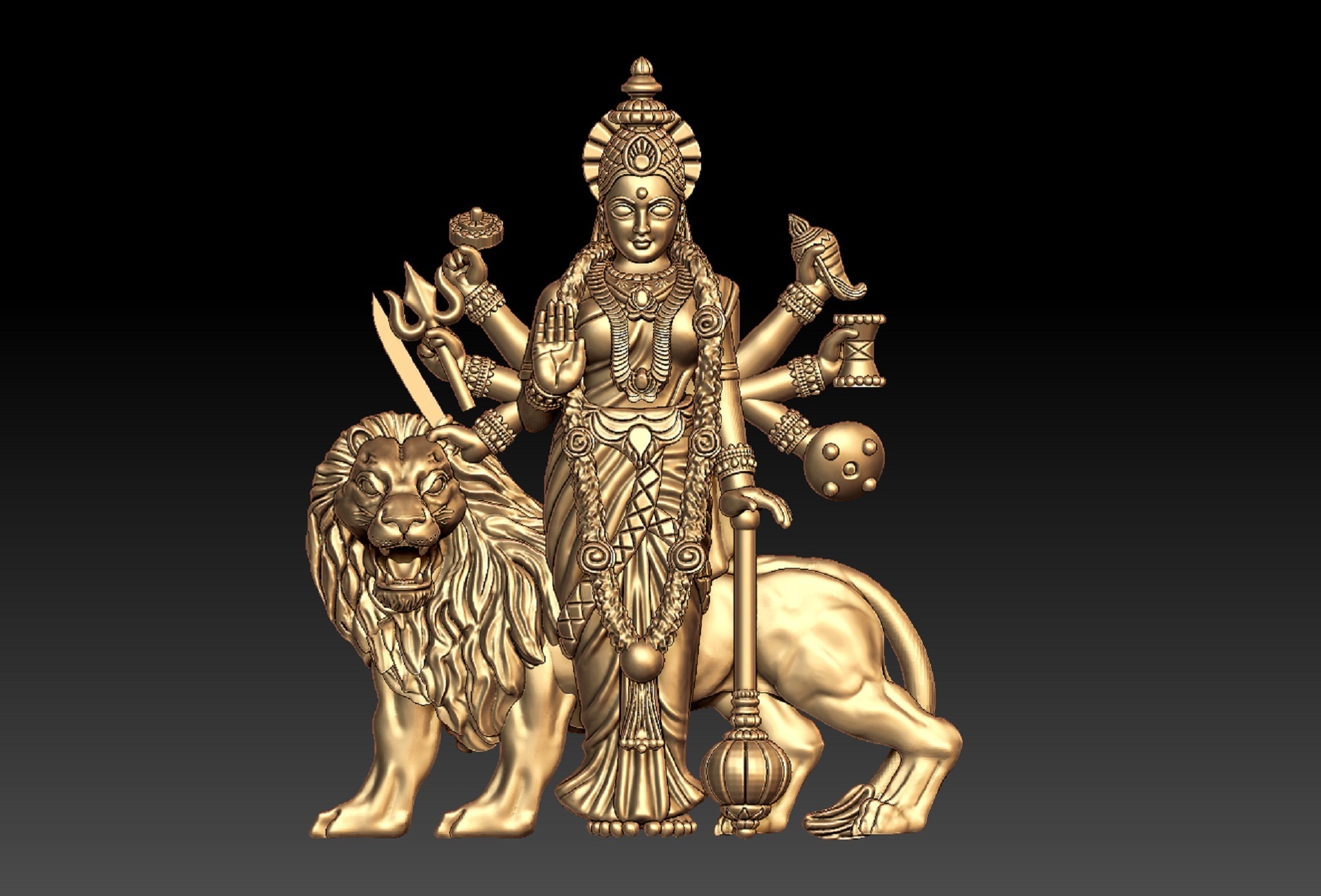 olho Durga leão pendente maa durga idol simma durgai jagdamba goddess devi kali mata terra 3D print model - Mito3D
