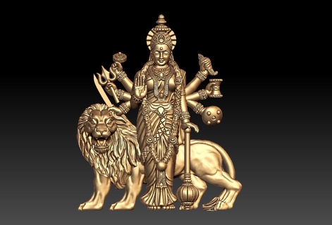 göz Durga aslan sarkık maa durga idol simma durgai jagdamba goddess devi kali mata Kara 3d print model - Mito3D