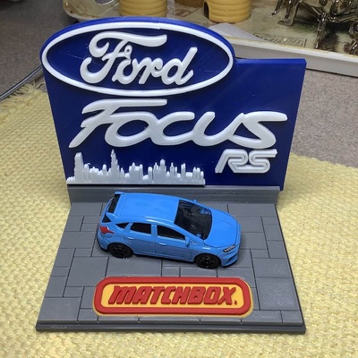 matchbox ford focus display diorama sign 3d print model - Mito3D