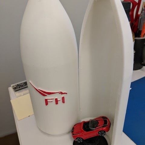 matchbox roadster falcon heavy fairings game vehicles tesla spacex hotwheels 3D print model - Mito3D