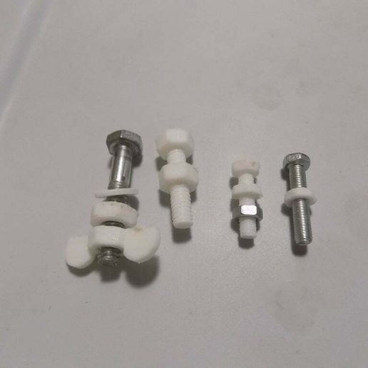 matching standard metric nuts bolts rods washer parts 3D print model - Mito3D