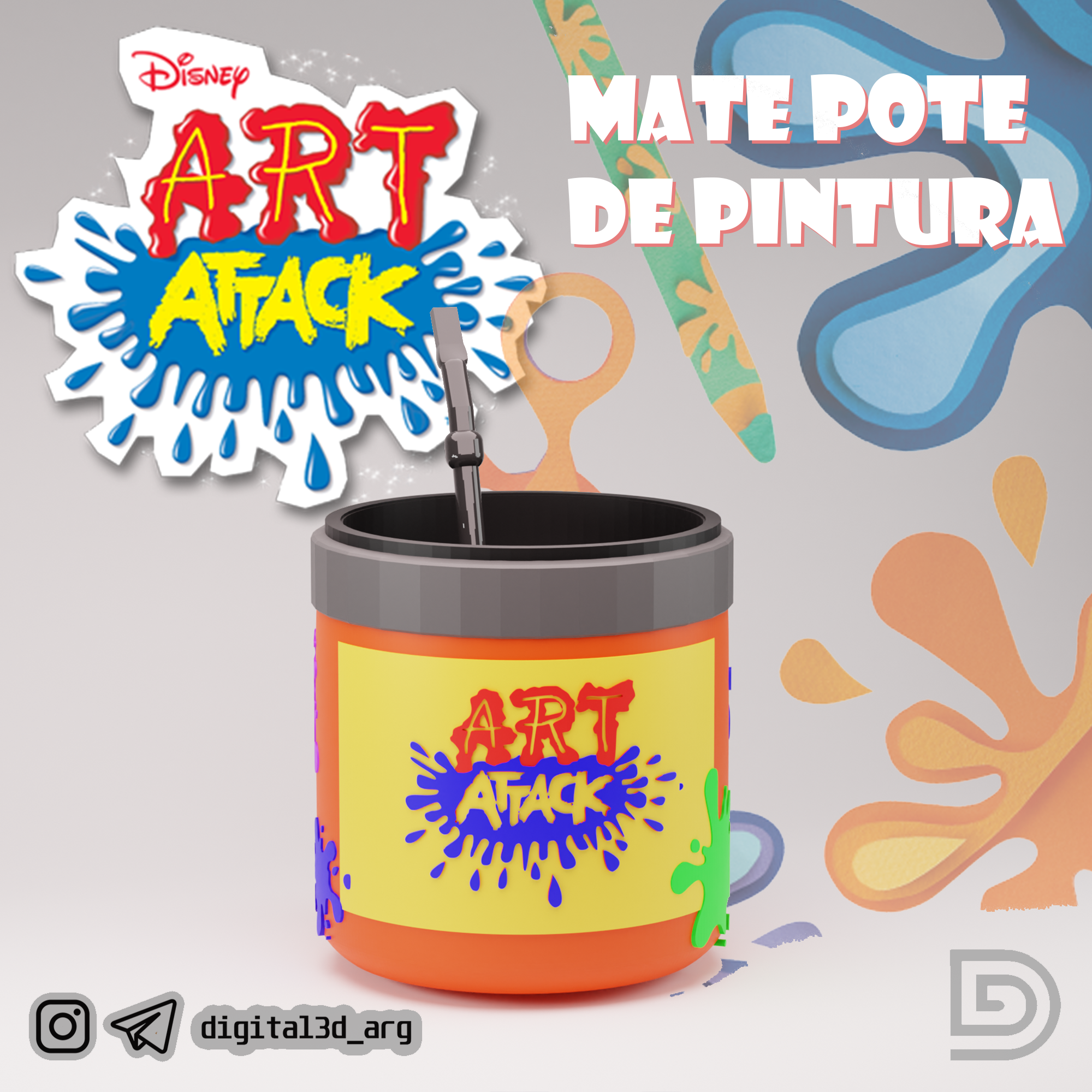 camarade art attaque Accueil maison disney Argentine pintura 3D print model - Mito3D