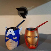 mate cap americo + iron man promotion Kunst marvel dc mcu dcu avengers cup Glas pot tony stark arc-Reaktor mark 2 captain america 3d print model - Mito3D