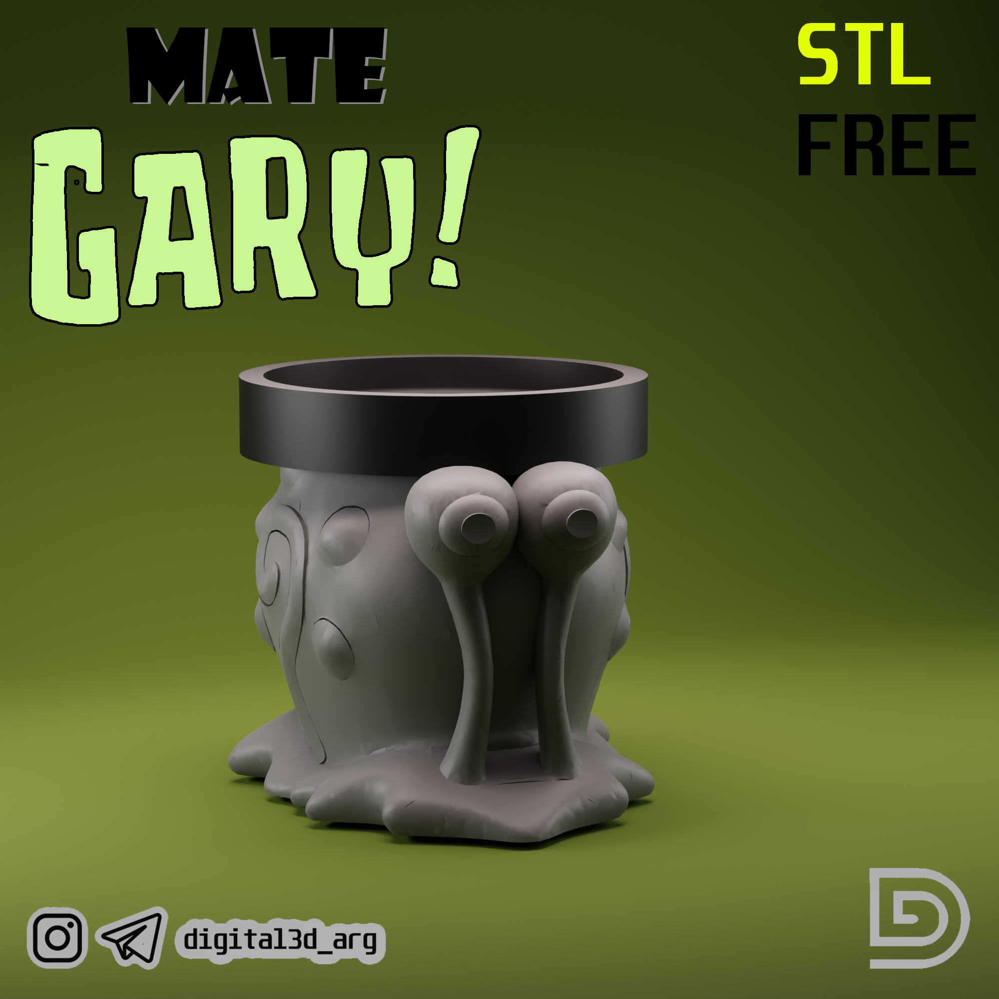 compañero Gary stl gratis argentina Bob Esponja criollo casa imperial río plato riber 3D print model - Mito3D