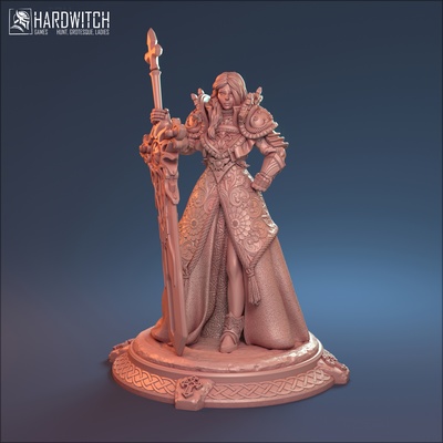 matilda gioco stl ragazza cavaliere spada guerriero donna magia posa supportato 3d print model - Mito3D