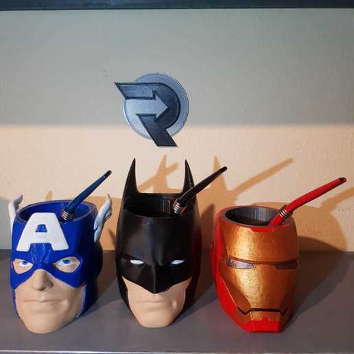 matt batman + iron man captain america-promotion Mode mate marvel dc mcu dcu avengers cup Glas pot tony stark arc-Reaktor mark 2 america Fledermaus-signal Ungerechtigkeit Gerechtigkeit bat robin titan pflanze 3D print model - Mito3D