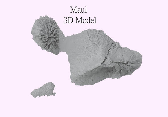 maui topografik model 3d yazıcı cnc stl dosya hawaii duvar sanat coğrafya 3d print model - Mito3D