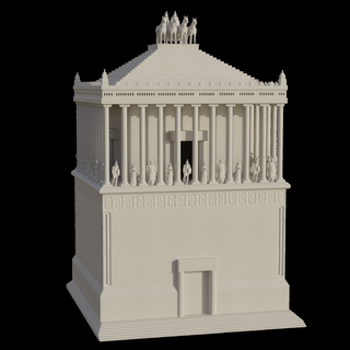 mausolée halicarnasse merveilles monde architecture galicarnas statue statuette monument wagon chevaux char 3d print model - Mito3D