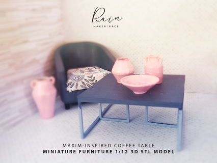 Maxime inspiriert Kaffee Tabelle Miniatur Möbel Mini Puppenhaus Mitte Jahrhunderts Stil skandinavisch Design modern minimalistisch Kaffetisch 3d print model - Mito3D