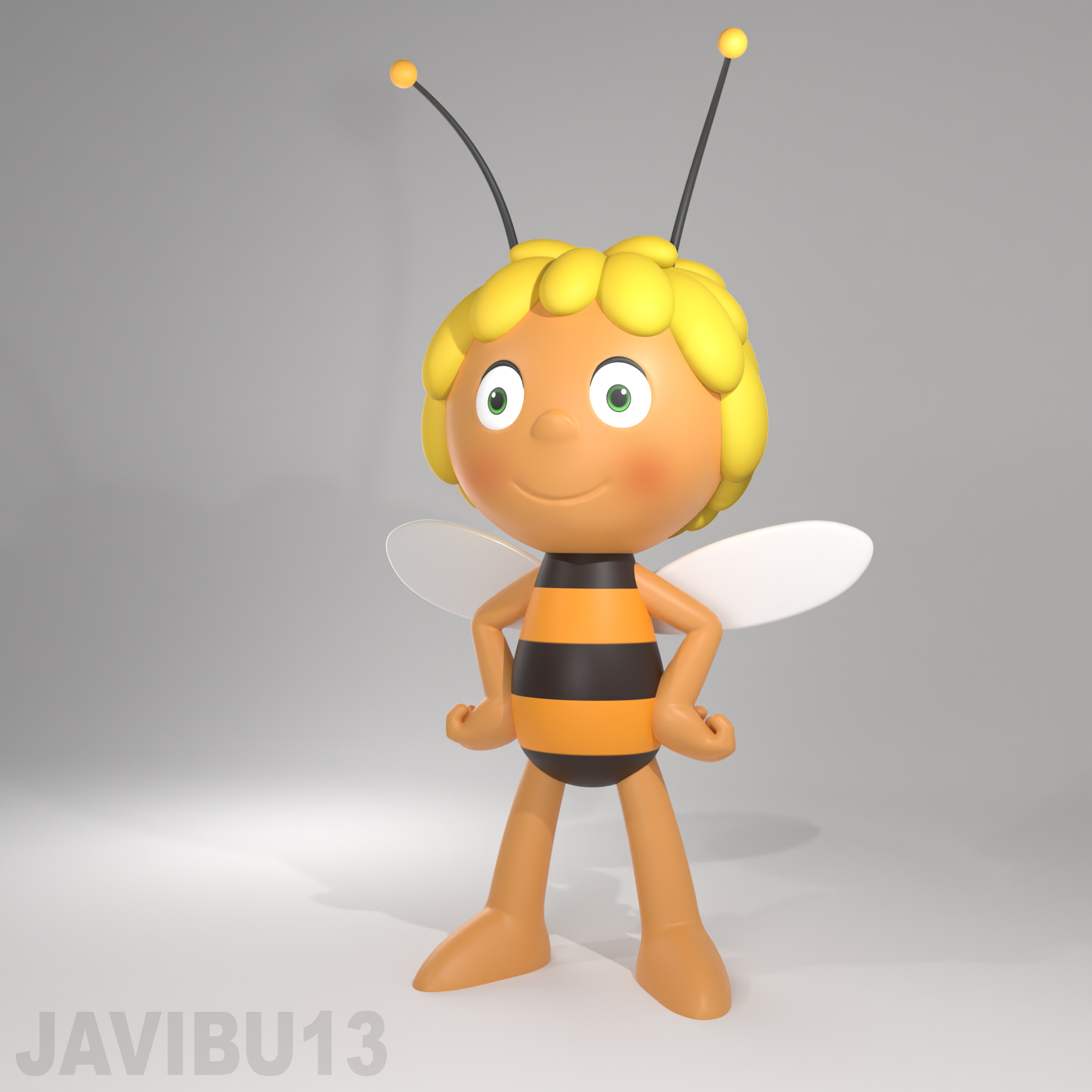 maya abeja amarillo negro picadura figurilla figura retro tv 3D print model - Mito3D